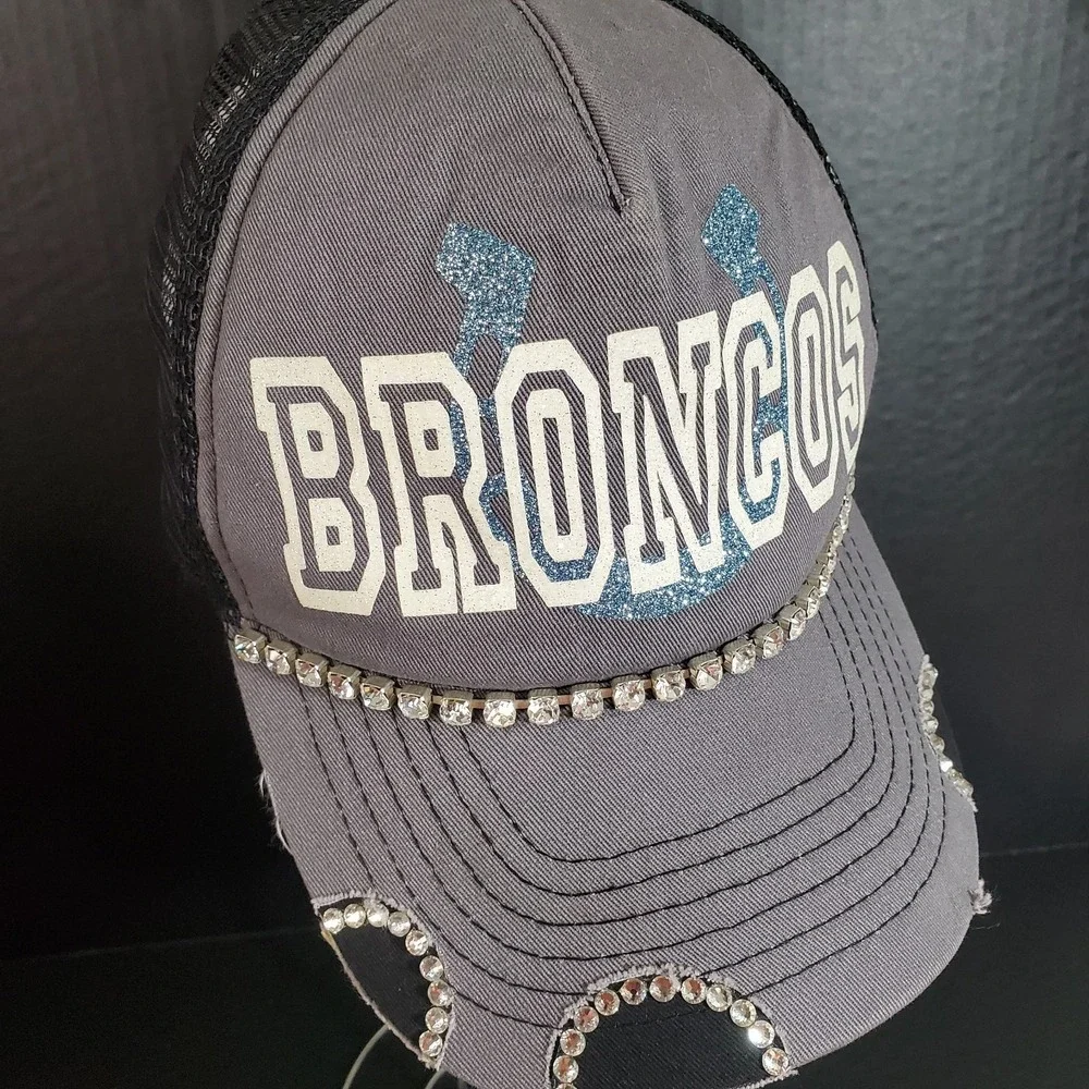 Broncos Bling Womens Snapback‎ Hat Embellished Distressed Stylish Cap